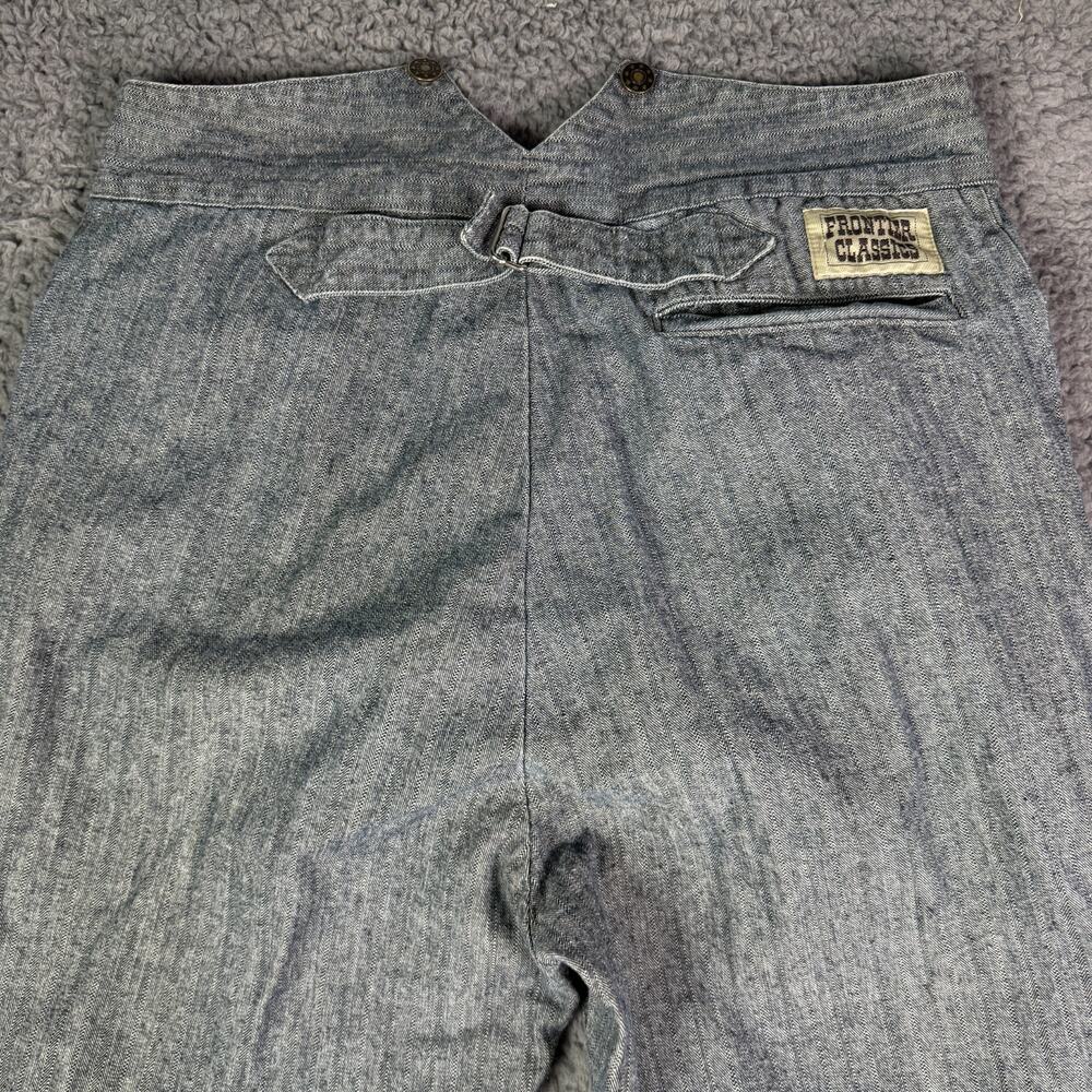 Frontier Classics Western Pants Mens 34 Blue Pinstripe Buckle Back Suspender